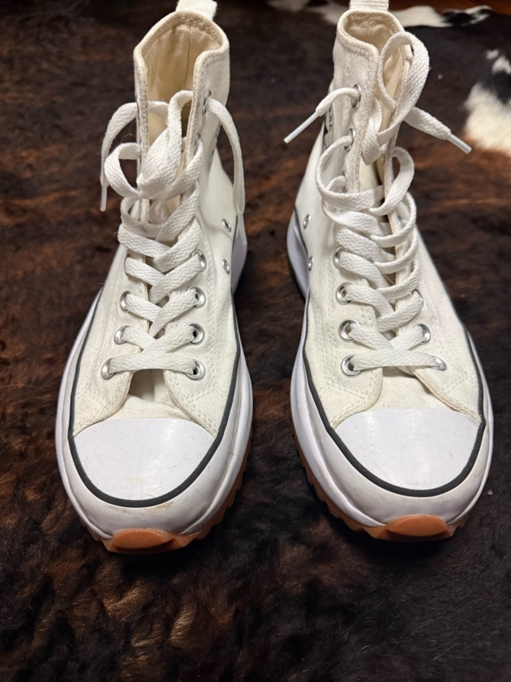 Converse Platform High Top Sneakers in Off-White with Gum Sole - Picture 3 of 9